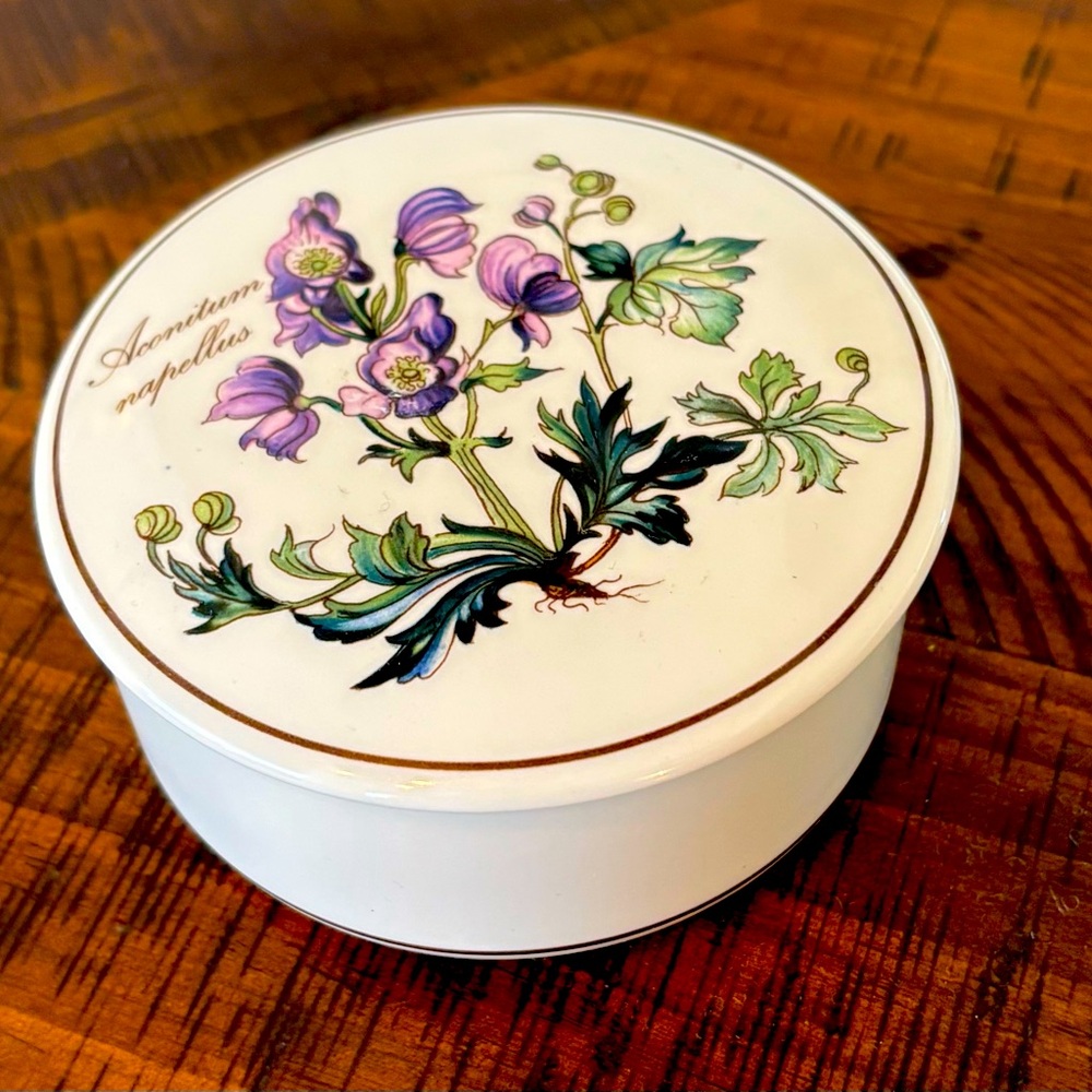 Vintage Villeroy and Boch earthenware box model Aconitum Napellus